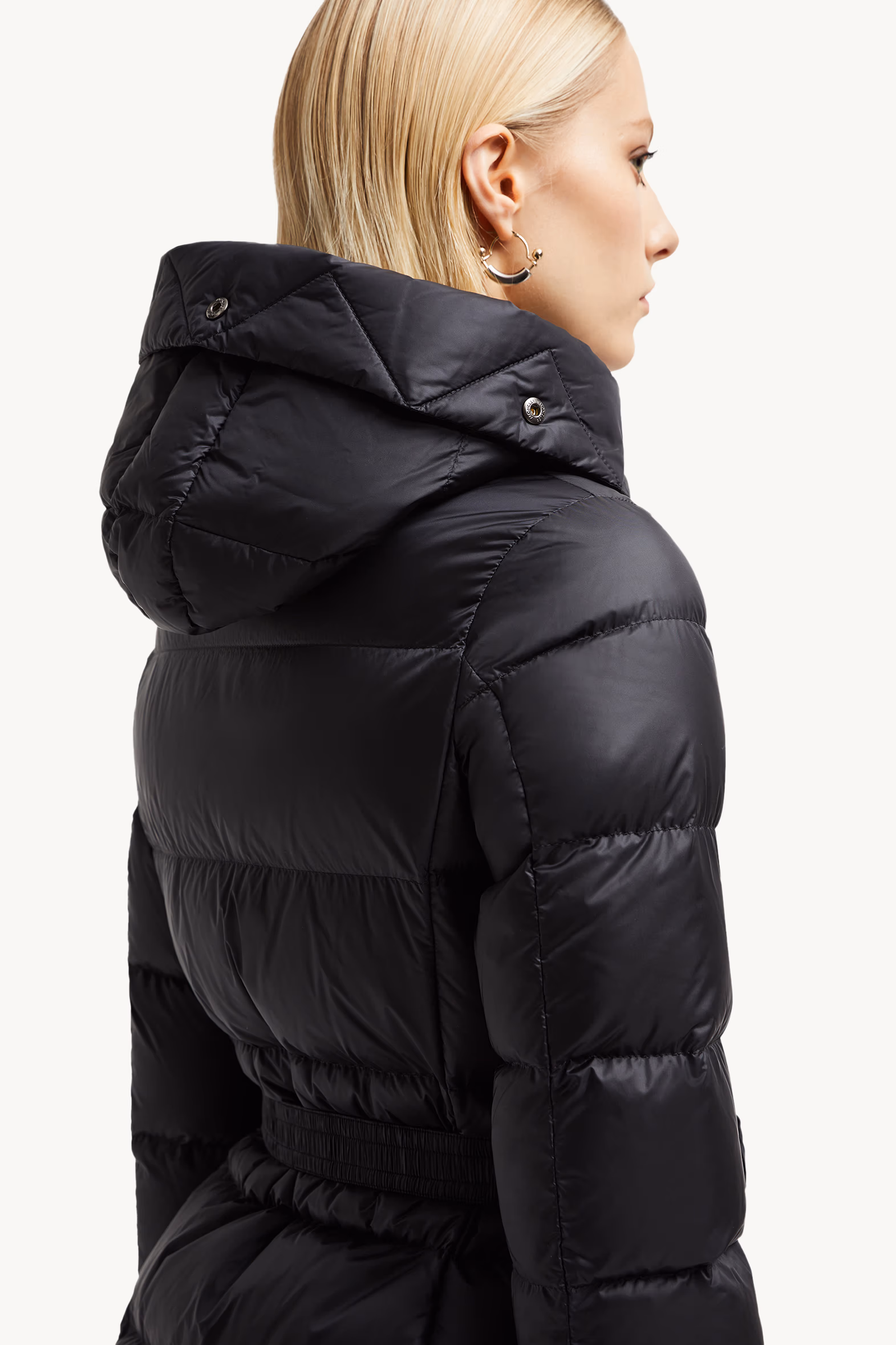Boed Hooded Shearling-Trimmed Short Down Jacket Women Black Moncler 7